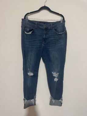 Judy Blue Distressed Skinny Jeans Size 18W Medium Wash Raw Cuff Hem